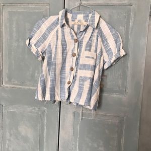 Free People blouse short sleeve in size Extra Small (XS) . Stripped blue /white